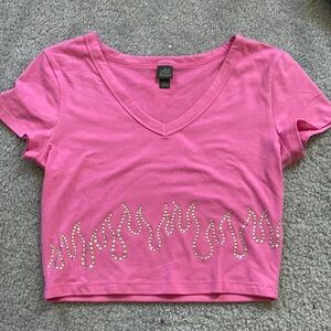pink crop top